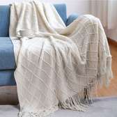 cream knitted throw blanket