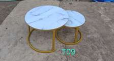 Nesting Tables set  Marble Top with Gold Frame