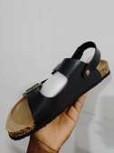 Black Guoluofei Footbed Sandals Adjustable Heel Strap