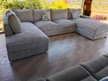 U design 8 seater with spring cushions pillow fiber