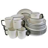 *24pcs white ceramic dinner set with black Rim*