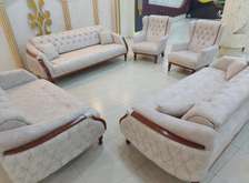 10-Piece Beige Sofa Set with Wooden Frame & Cushions