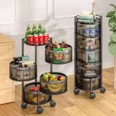 4 layer Rotating Multifunctional Storage Rack with Wheels
