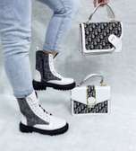 Dior Punk White/Black Martin Boots Women Chunky Shoes