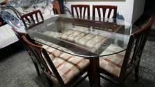 Dining glass table with 6 chairs on clearance offer