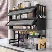 Wall-Mounted Dish Rack Black Metal Organizer