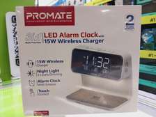 Promate Digital Multi-Function LED Alarm Clock 15W charger
