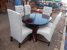 Oval-shaped 6 Seater Dining Table Sets - Mahogany-framed