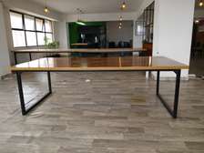 Modern Office Table Large Wood Top Black Frame