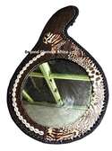 African Print leather calabash mirror