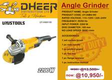 Uyustools Angle Grinder 2200w 180mm