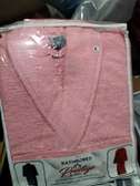 pink fleece bathrobe