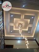 Flat gypsum ceiling design 2 snake light in Nairobi