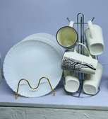 Ceramic Dinnerware Set 6 Mugs Plates with Rack
