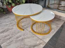 Glass Nesting Tables with Marble Effect