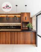 Flutted wall panel kitchen interior design