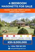 FOR SALE: 4-Bedroom Maisonette in North Sakwa, Bondo