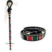 Mens Kenya Beaded wooden walking stick and leather belt