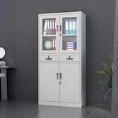 Modern Sleek Half-Glass Steel Filing Cabinet