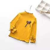 Fashion QUALITY GIRL TURTLE NECK TOP WARM PULL NECK-YELLOW