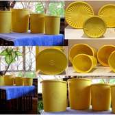 Tupperware Brand Name/ Yellow Harvest Gold Canisters