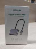 Ugreen USB 3.0 Male to HDMI and VGA Female Adapter, Grey