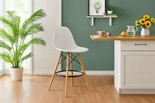 White Plastic Eames Wooden Base Counter Chair