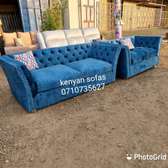 5 seater Blue Chesterfield sofa