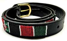 Mens Kenya beaded leather belt