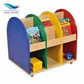 Durable Multicolor Kids Bookshelf with 4 Shelves
