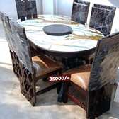 Solid Wood Dining Set 6 Seats Upholstered Chairs