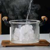 Glass Heat resistant pot with wooden handles