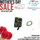 Ladies green ankara pouch and green bracelet combo