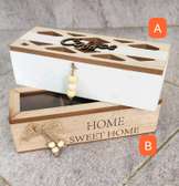 *3 compartments / slot wooden teabag / coffee organizer