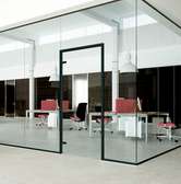 Partition, office interiors, stainless  handrail, Windows