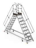 ALUMINIUM DOUBLE SIDED ADJUSTABLE WHEELED PLATFORM LADDER