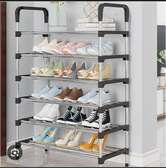 6-Tier Black Metal Shoe Rack Durable Organizer