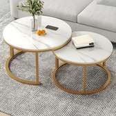 Marble Top Metal Frame Round Coffee Table