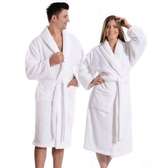 White Women And Men Fleece Bathrobe /Plush Robe.