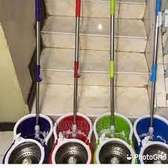 spin mop with wheels and soap dispenser