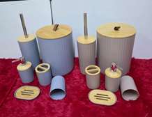 6 in luxury bathroom accessories set with bamboo lid