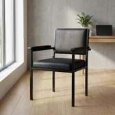 4 Leg Mid Back Leather Visitor's Waiting Chair