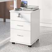 File Cabinet: Wood Finish Mobile Drawer Lockable Unit