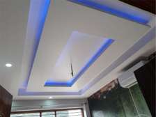 Blue lit simple gypsum ceiling design in Nairobi