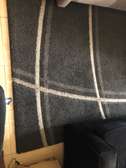 Black rectangle cotton carpet with grey stripes. 7*10