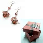 Womens Pink Crystal Earrings with box