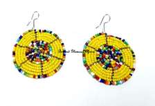 Womens Yellow beaded maasai earrings