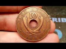 East Africa 1935 10 Cent Copper Coin Vintage