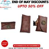 Ladies brown leather clutch bag