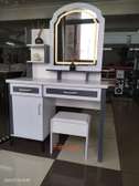 Elegant Dressing Table White Gray with Lighted Mirror